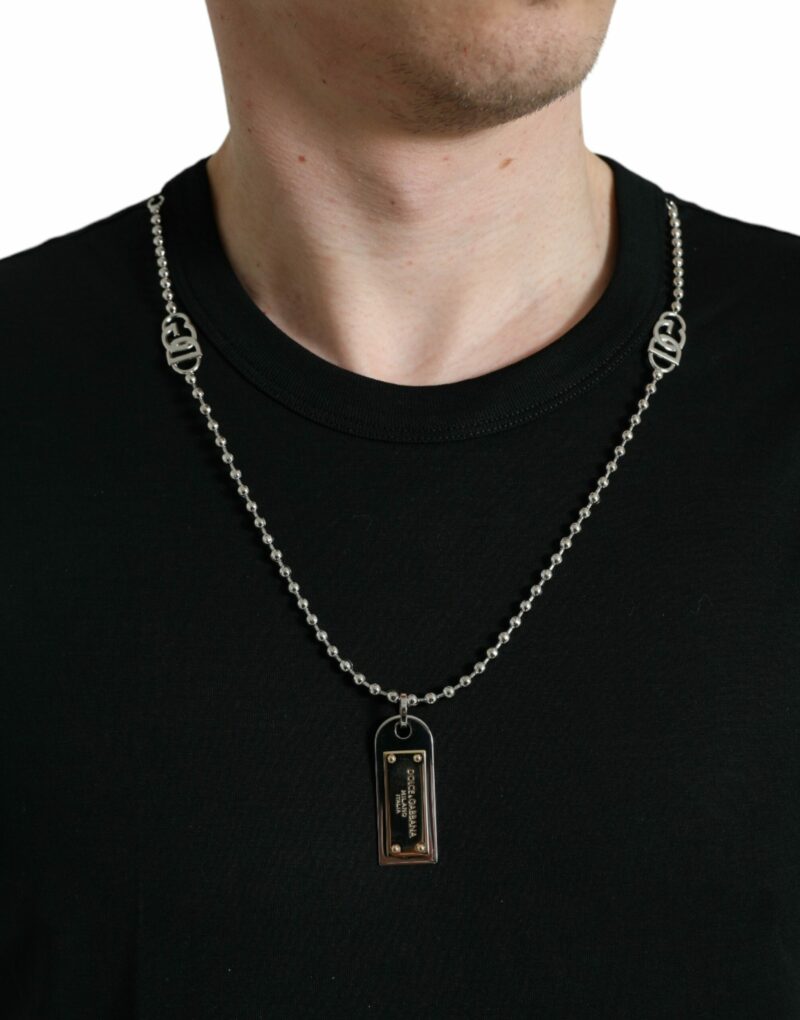 Dolce & Gabbana Sleek Cotton Round Neck T-Shirt with Chain Detail - Image 4