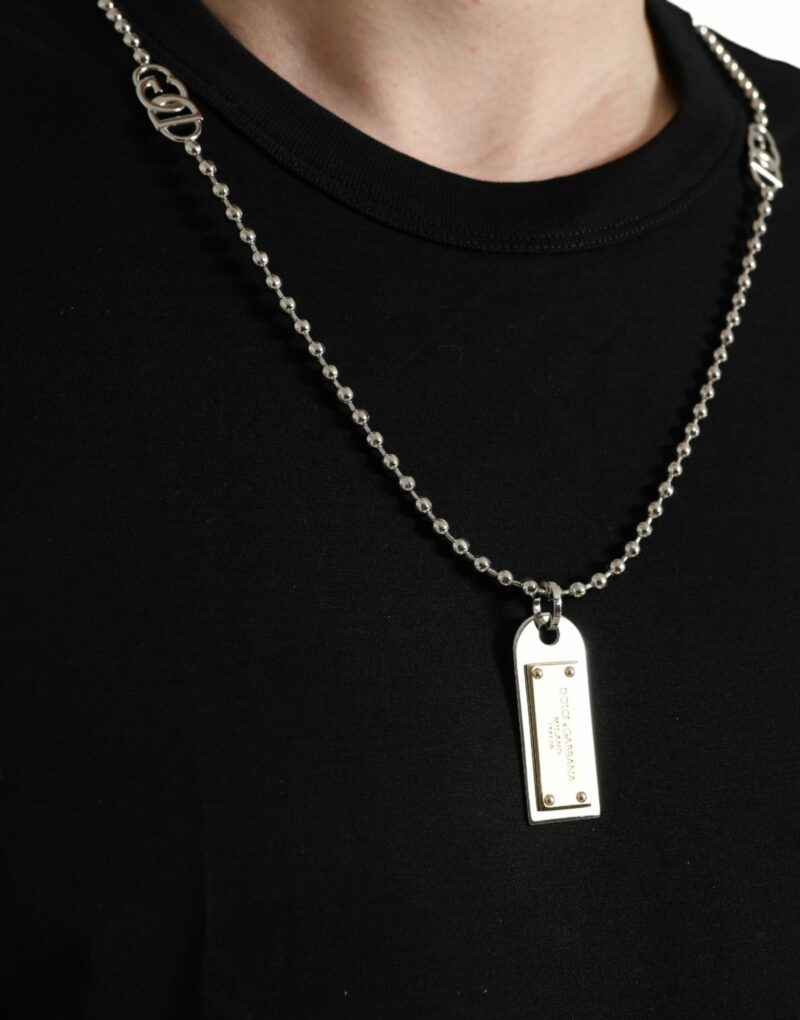Dolce & Gabbana Sleek Cotton Round Neck T-Shirt with Chain Detail - Image 5
