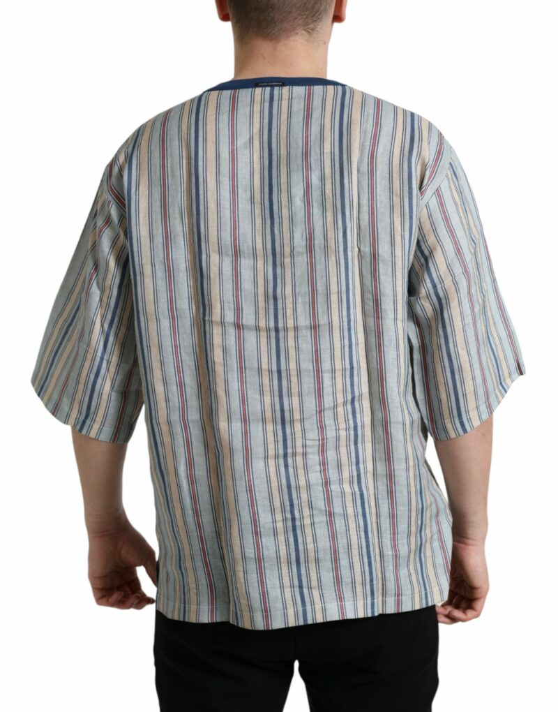 Dolce & Gabbana Elegant Linen T-Shirt with AGOSTO Motif - Image 3
