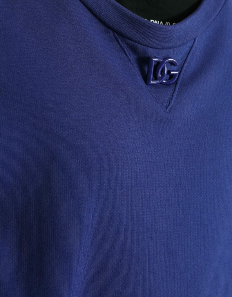 Dolce & Gabbana Royal Blue Cotton Crewneck Sweater - Image 5