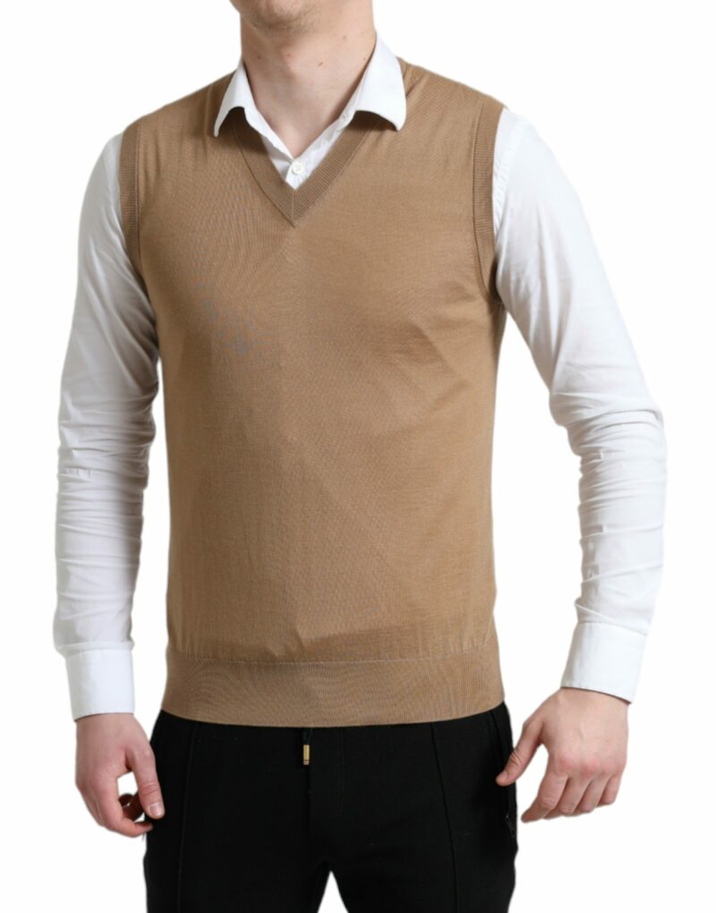 Dolce & Gabbana Elegant Sleeveless V-Neck Wool Sweater - Image 3