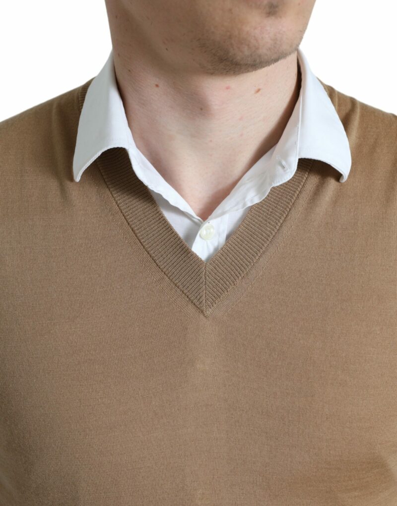 Dolce & Gabbana Elegant Sleeveless V-Neck Wool Sweater - Image 4