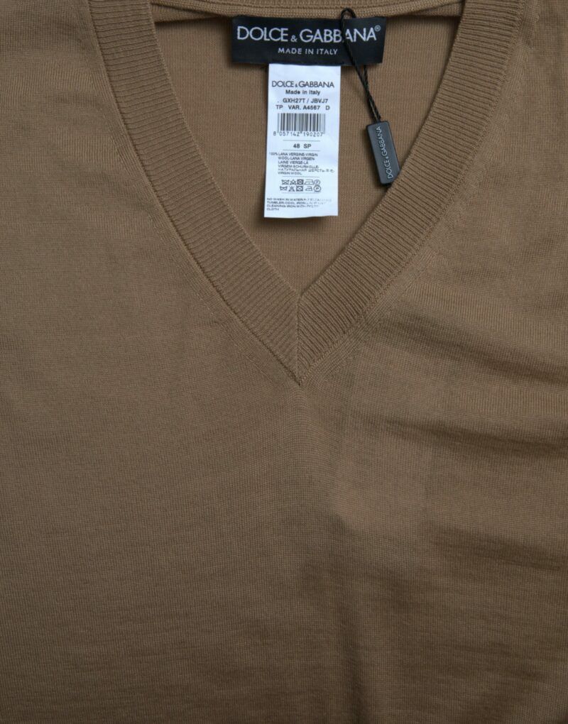 Dolce & Gabbana Elegant Sleeveless V-Neck Wool Sweater - Image 6