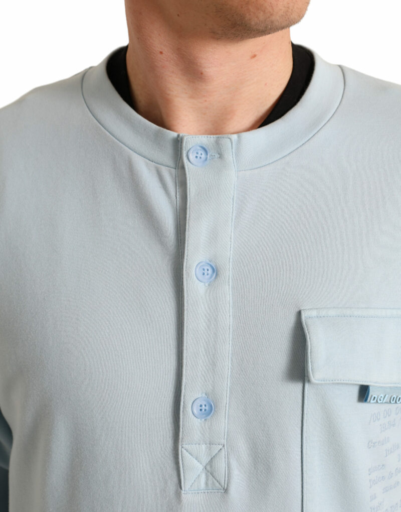 Dolce & Gabbana Elegant Light Blue Cotton Blend Crew Neck Sweater - Image 4