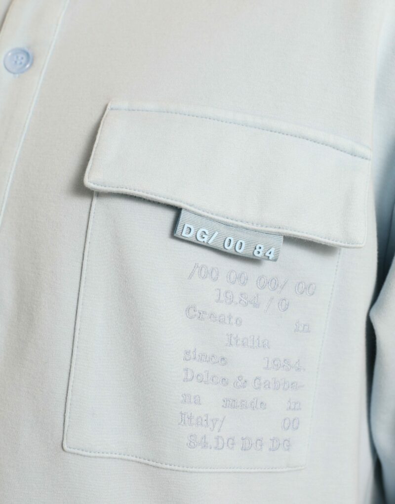 Dolce & Gabbana Elegant Light Blue Cotton Blend Crew Neck Sweater - Image 5