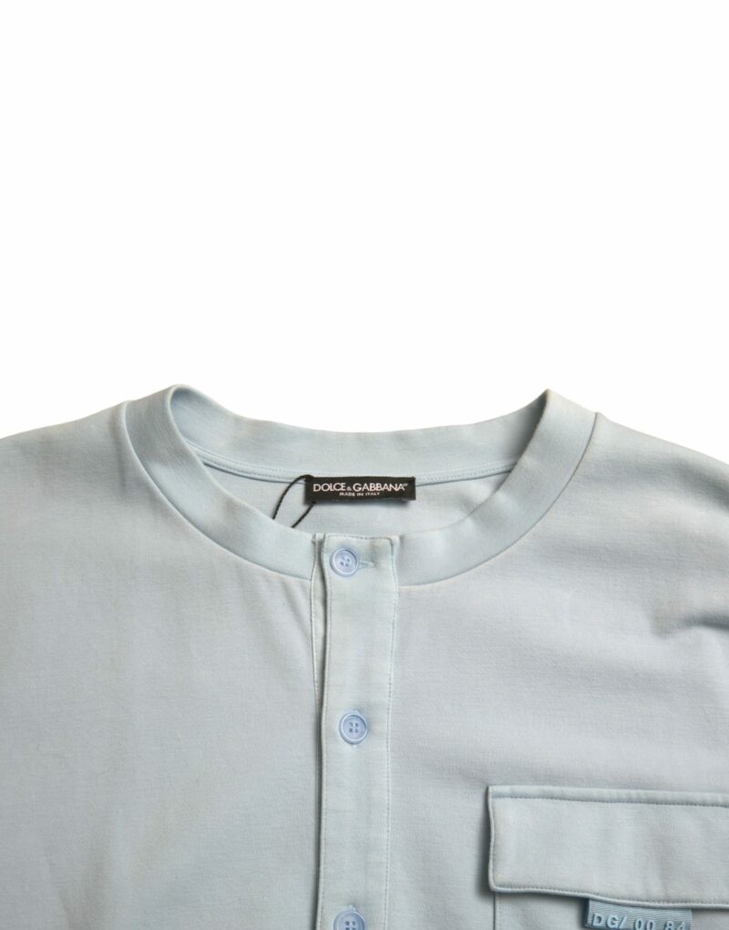 Dolce & Gabbana Elegant Light Blue Cotton Blend Crew Neck Sweater - Image 6
