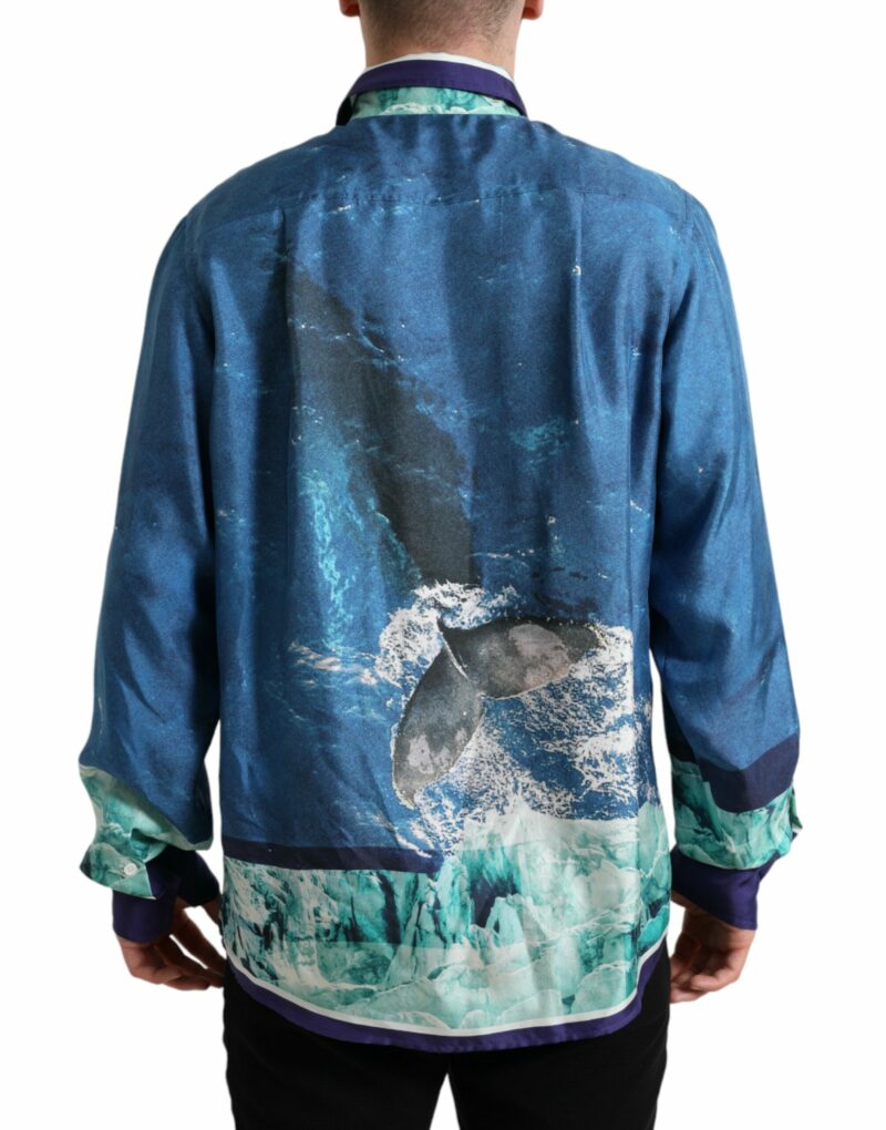 Dolce & Gabbana Elegant Ocean Print Silk Shirt - Image 3