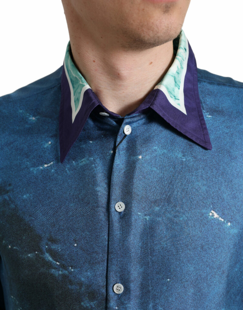 Dolce & Gabbana Elegant Ocean Print Silk Shirt - Image 4