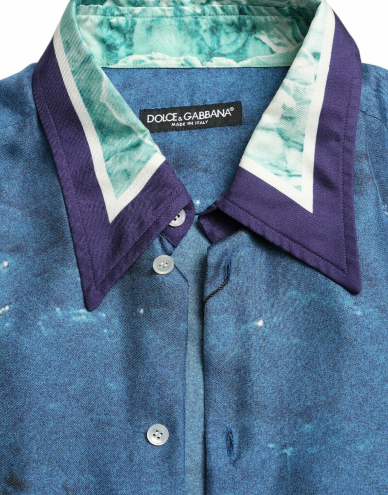 Dolce & Gabbana Elegant Ocean Print Silk Shirt - Image 5