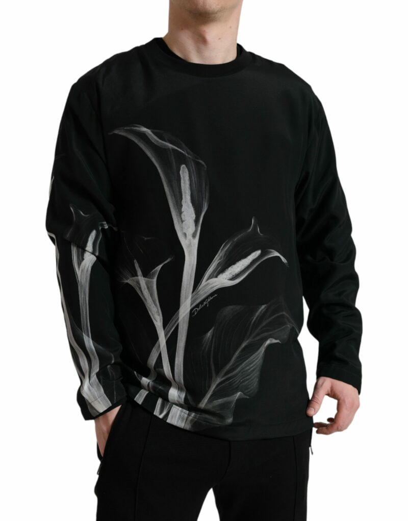 Dolce & Gabbana Floral Silk Crew Neck Sweater - Image 2