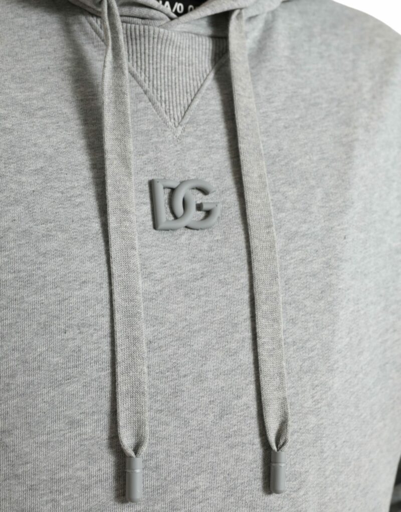 Dolce & Gabbana Chic Gray Logo Hooded Cotton Sweater - Image 5