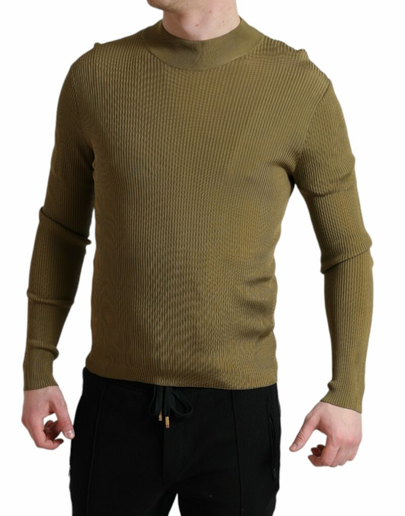 Dolce & Gabbana Army Green Viscose Crew Neck Sweater - Image 2