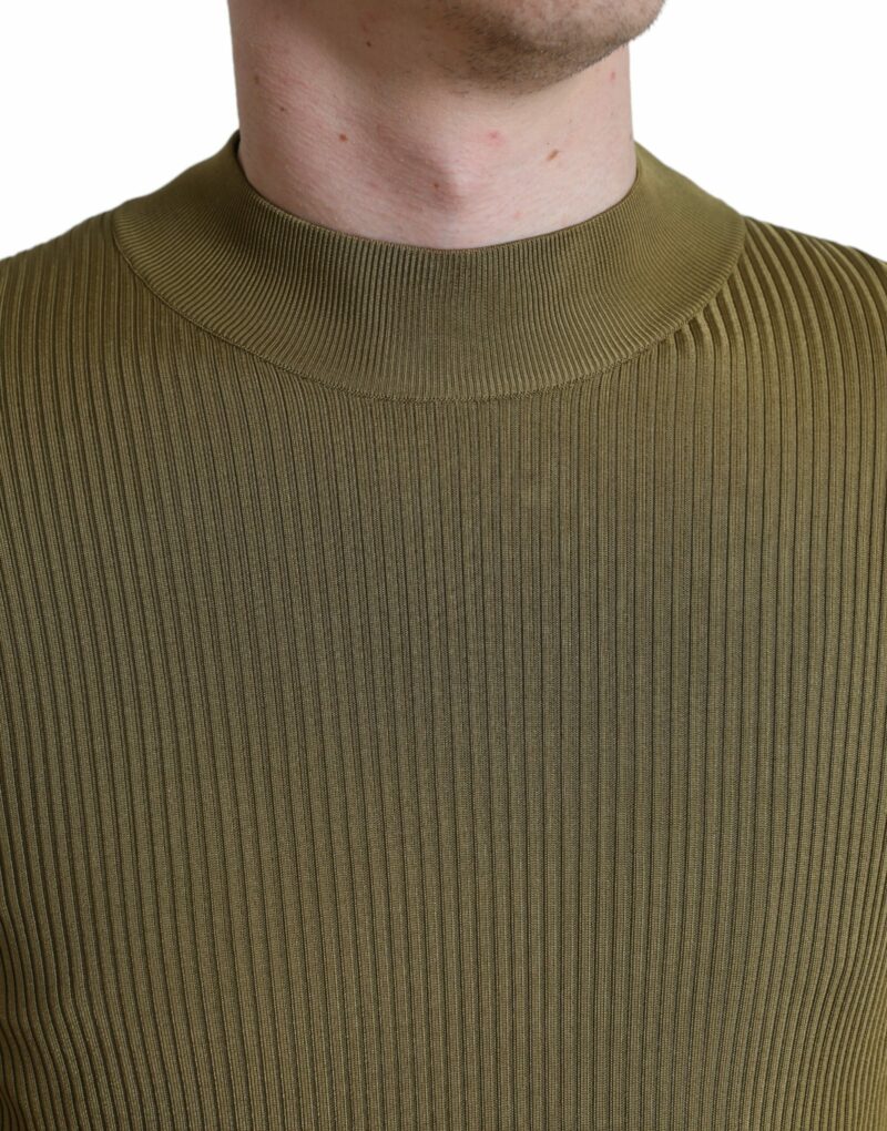 Dolce & Gabbana Army Green Viscose Crew Neck Sweater - Image 4