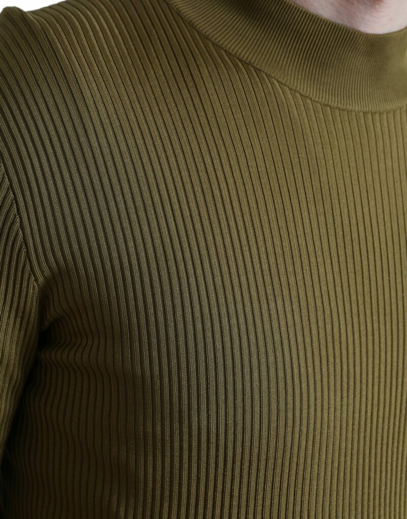 Dolce & Gabbana Army Green Viscose Crew Neck Sweater - Image 5