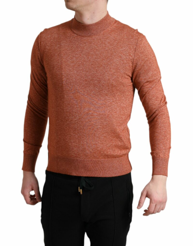 Dolce & Gabbana Silk-Cashmere Orange Crew Neck Sweater - Image 2
