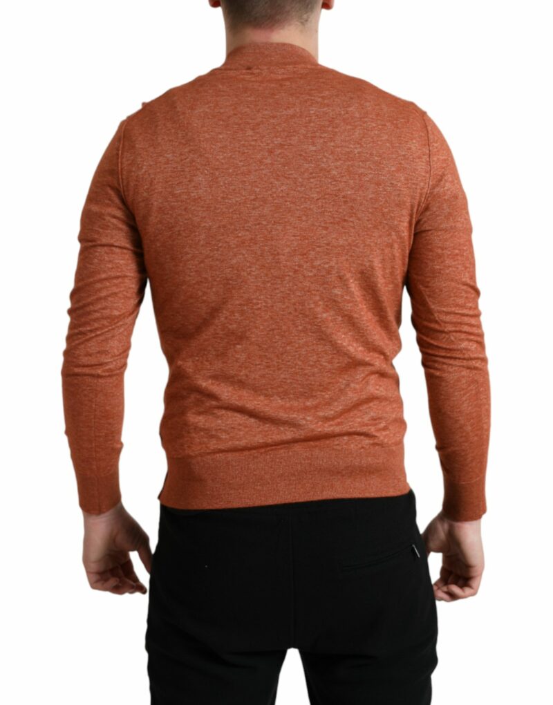 Dolce & Gabbana Silk-Cashmere Orange Crew Neck Sweater - Image 3