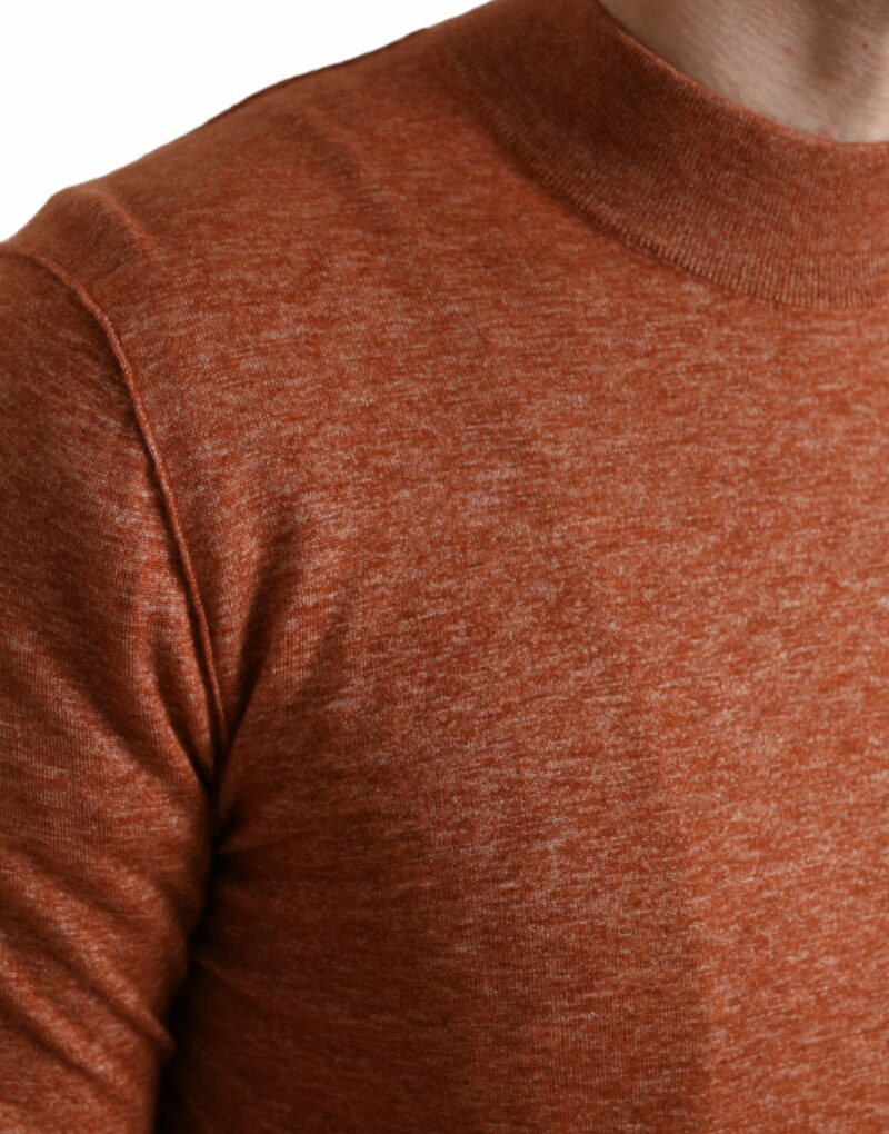 Dolce & Gabbana Silk-Cashmere Orange Crew Neck Sweater - Image 5