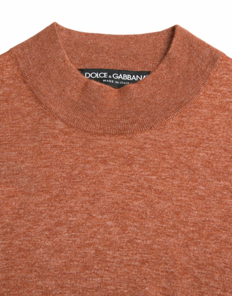 Dolce & Gabbana Silk-Cashmere Orange Crew Neck Sweater - Image 6