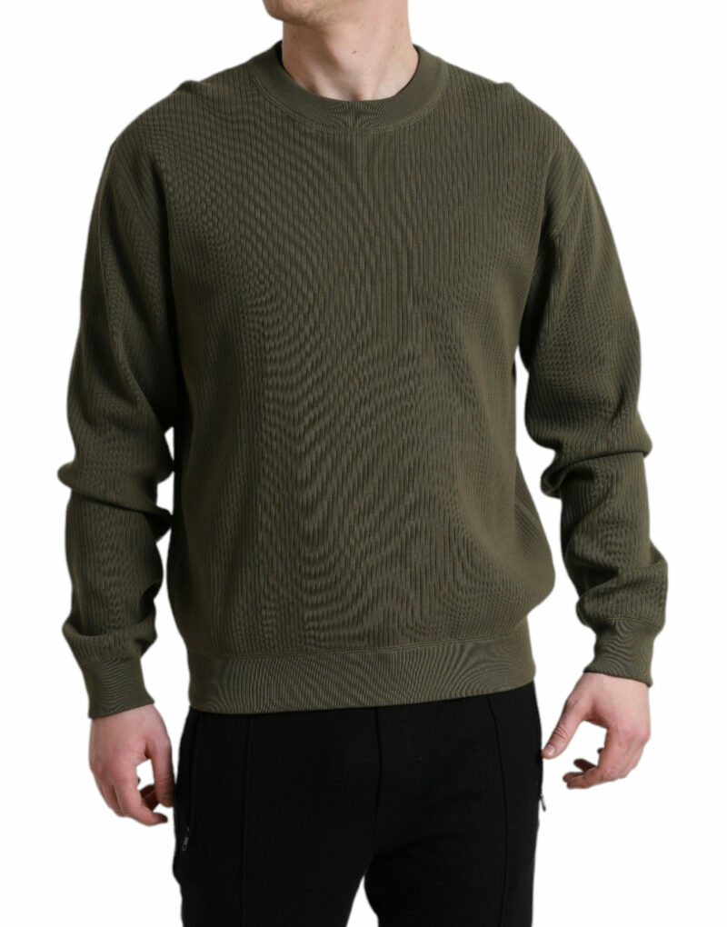 Dolce & Gabbana Elegant Green Crew Neck Cotton Sweater - Image 2