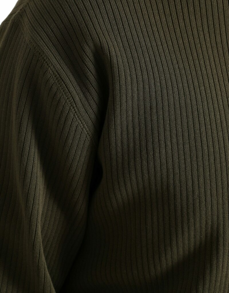 Dolce & Gabbana Elegant Green Crew Neck Cotton Sweater - Image 5