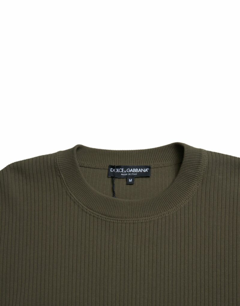 Dolce & Gabbana Elegant Green Crew Neck Cotton Sweater - Image 6