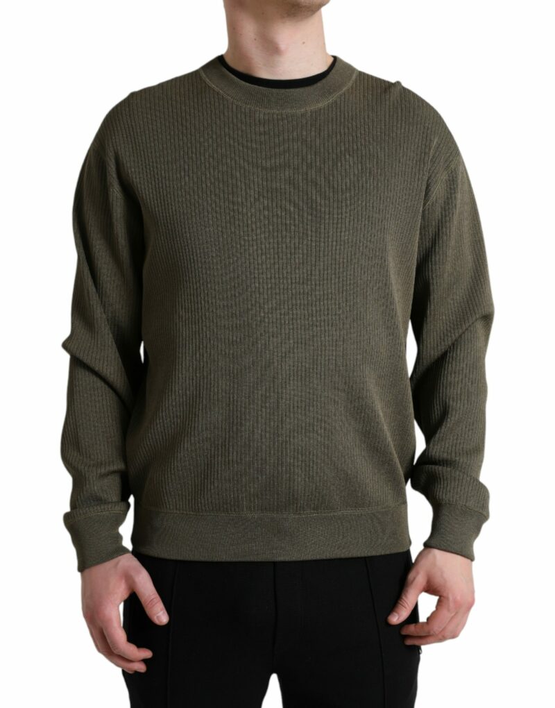 Dolce & Gabbana Elegant Green Crew Neck Sweater - Image 4