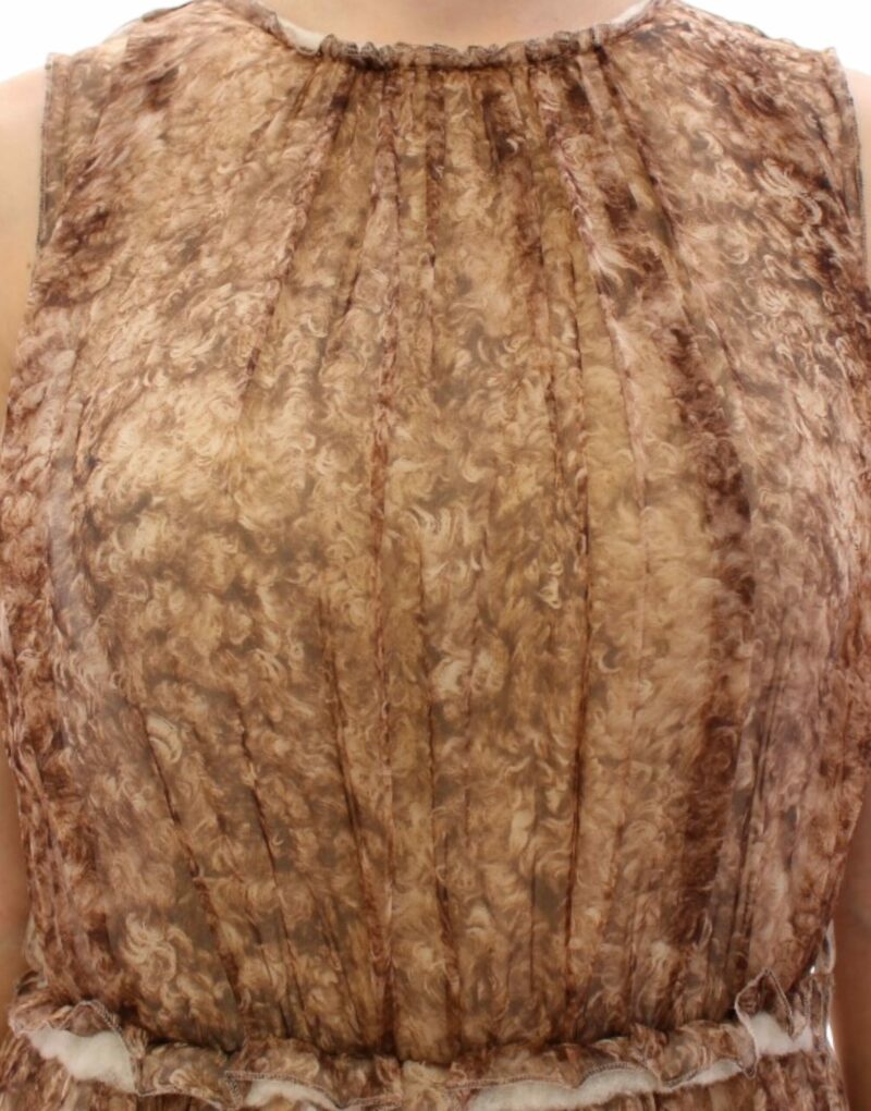 Dolce & Gabbana Elegant Silk Sleeveless Knee-Length Dress - Image 4