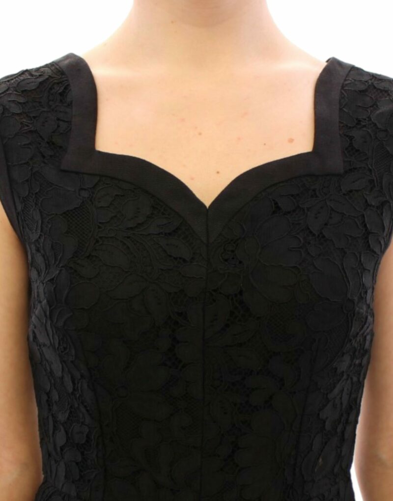 Dolce & Gabbana Elegant Black Floral Lace Dress - Image 4