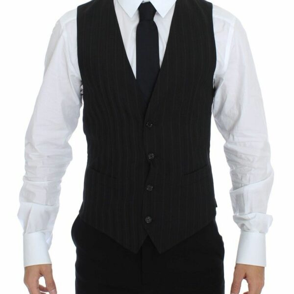Dolce & Gabbana Elegant Striped Wool Dress Vest