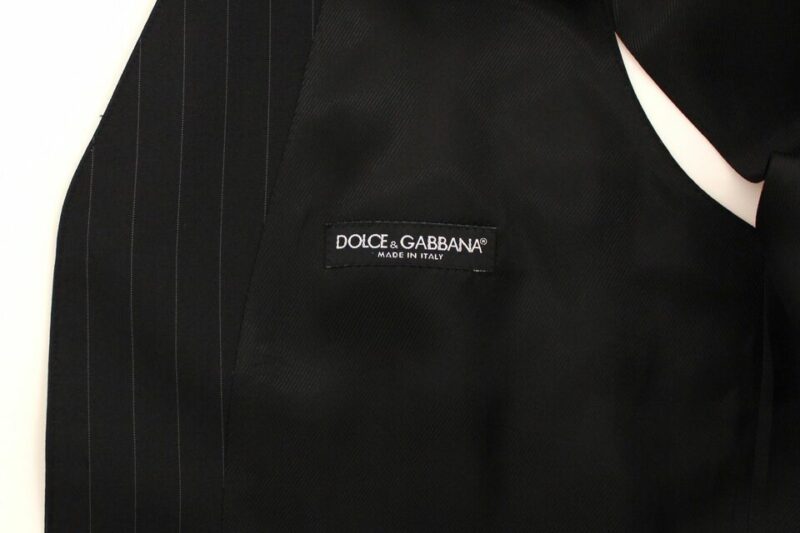 Dolce & Gabbana Chic Black Striped Wool Silk Dress Vest - Image 7
