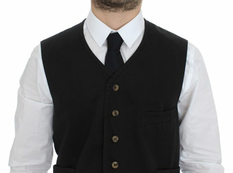 Dolce & Gabbana Elegant Black Cotton Blend Dress Vest - Image 2