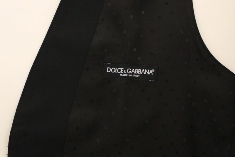 Dolce & Gabbana Elegant Silk-Wool Black Dress Vest - Image 7