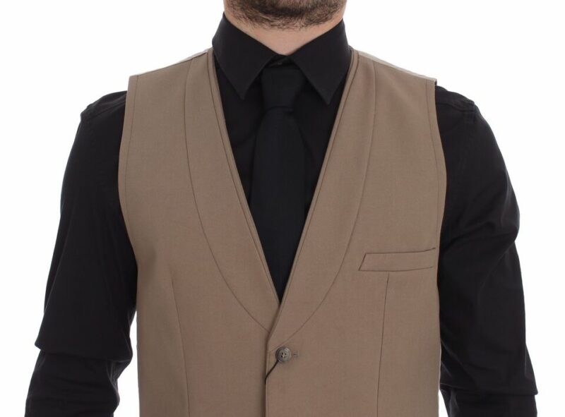 Dolce & Gabbana Elegant Beige Cotton Dress Vest – Slim Fit - Image 2