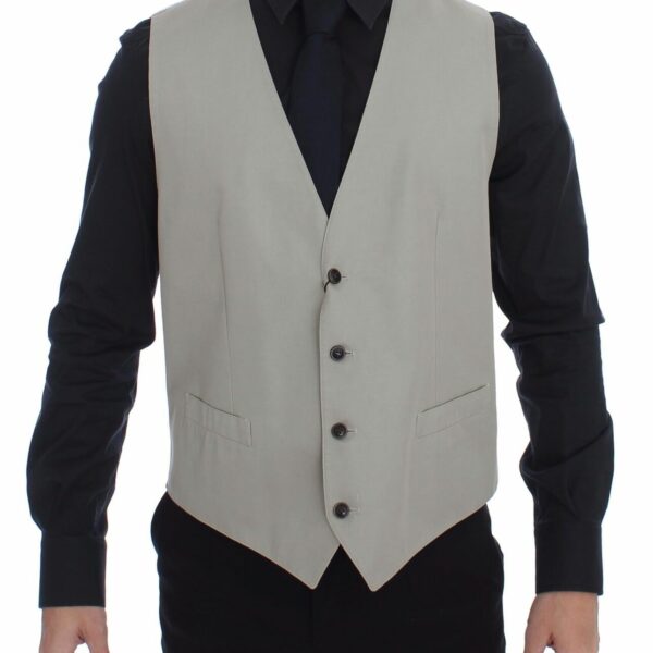 Dolce & Gabbana Elegant Beige Cotton Silk Dress Vest