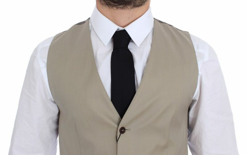 Dolce & Gabbana Elegant Beige Cotton Dress Vest - Image 2