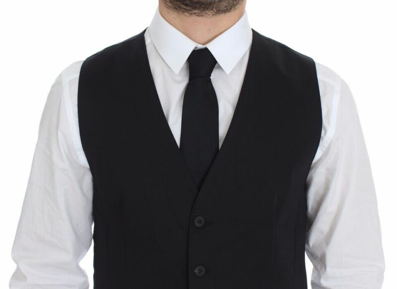 Dolce & Gabbana Elegant Blue Cotton Stretch Dress Vest - Image 2