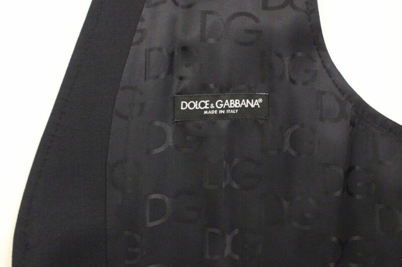 Dolce & Gabbana Elegant Gray Striped Wool-Silk Dress Vest - Image 6
