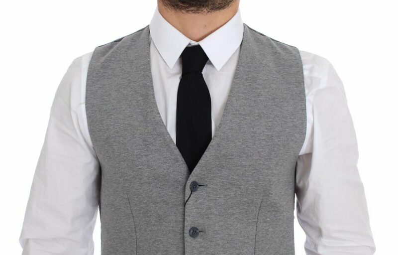 Dolce & Gabbana Elegant Gray Cotton Stretch Dress Vest - Image 2