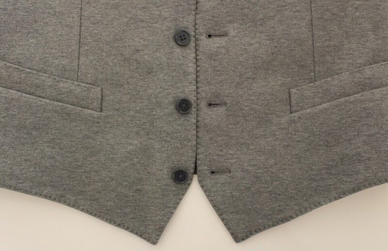 Dolce & Gabbana Elegant Gray Cotton Stretch Dress Vest - Image 8
