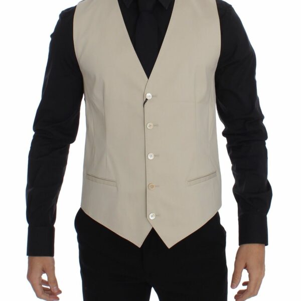 Dolce & Gabbana Elegant Beige Cotton Blend Dress Vest