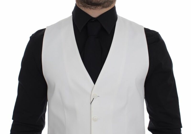 Dolce & Gabbana Elegant White Cotton Silk Dress Vest - Image 2