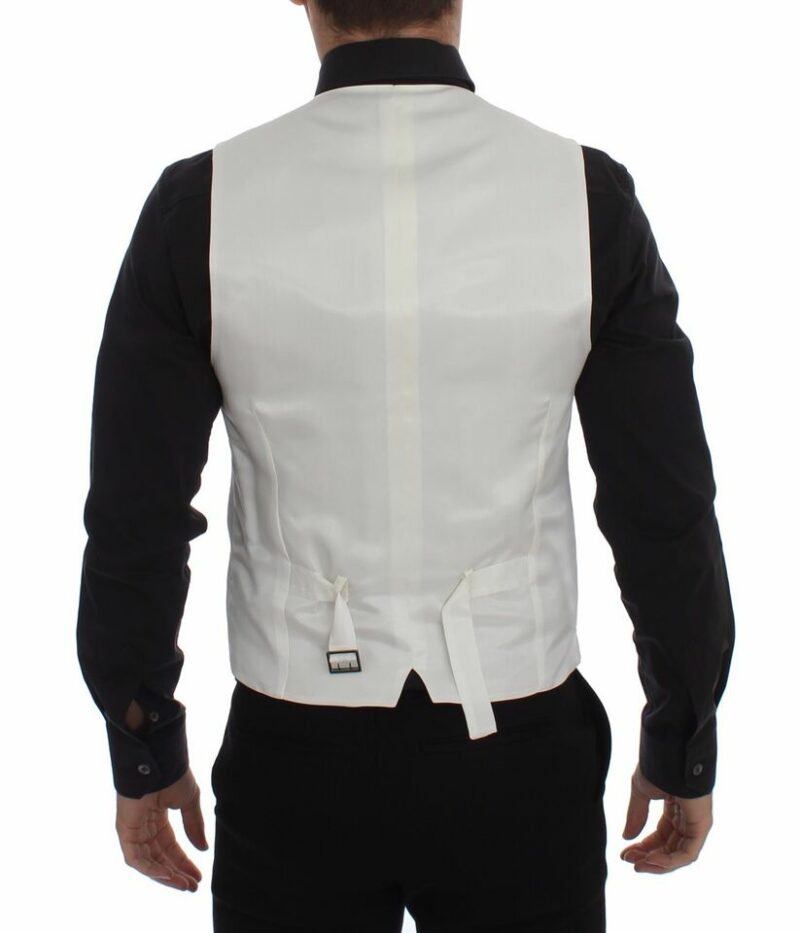 Dolce & Gabbana Elegant White Cotton Silk Dress Vest - Image 3