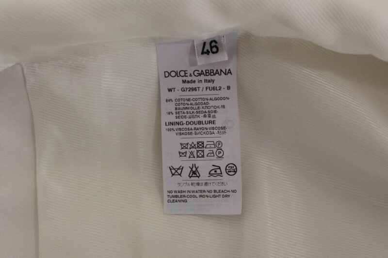 Dolce & Gabbana Elegant White Cotton Silk Dress Vest - Image 5