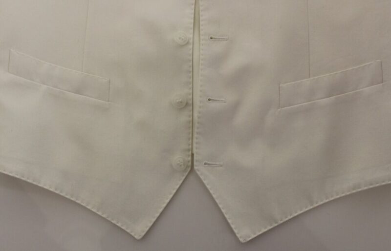 Dolce & Gabbana Elegant White Cotton Silk Dress Vest - Image 7