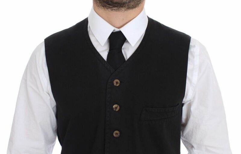 Dolce & Gabbana Elegant Black Dress Vest - Image 2