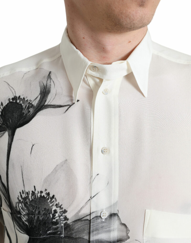 Dolce & Gabbana Elegant Floral Silk Dress Shirt - Image 4