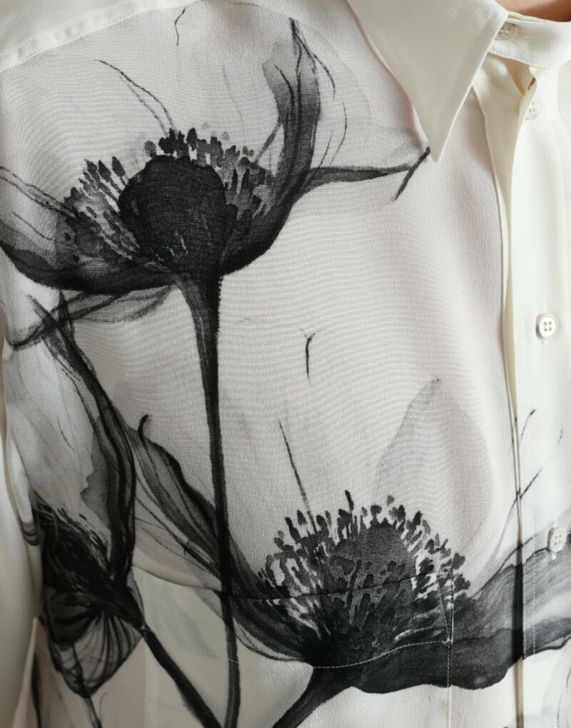 Dolce & Gabbana Elegant Floral Silk Dress Shirt - Image 5