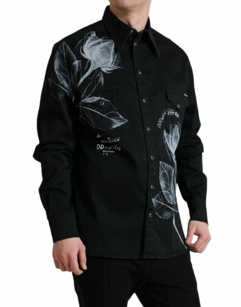 Dolce & Gabbana Elegant Floral Print Dress Shirt - Image 2