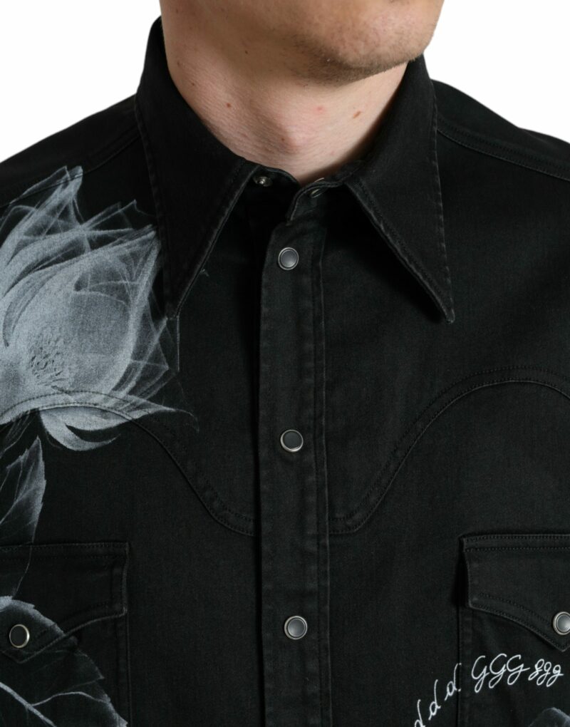 Dolce & Gabbana Elegant Floral Print Dress Shirt - Image 4