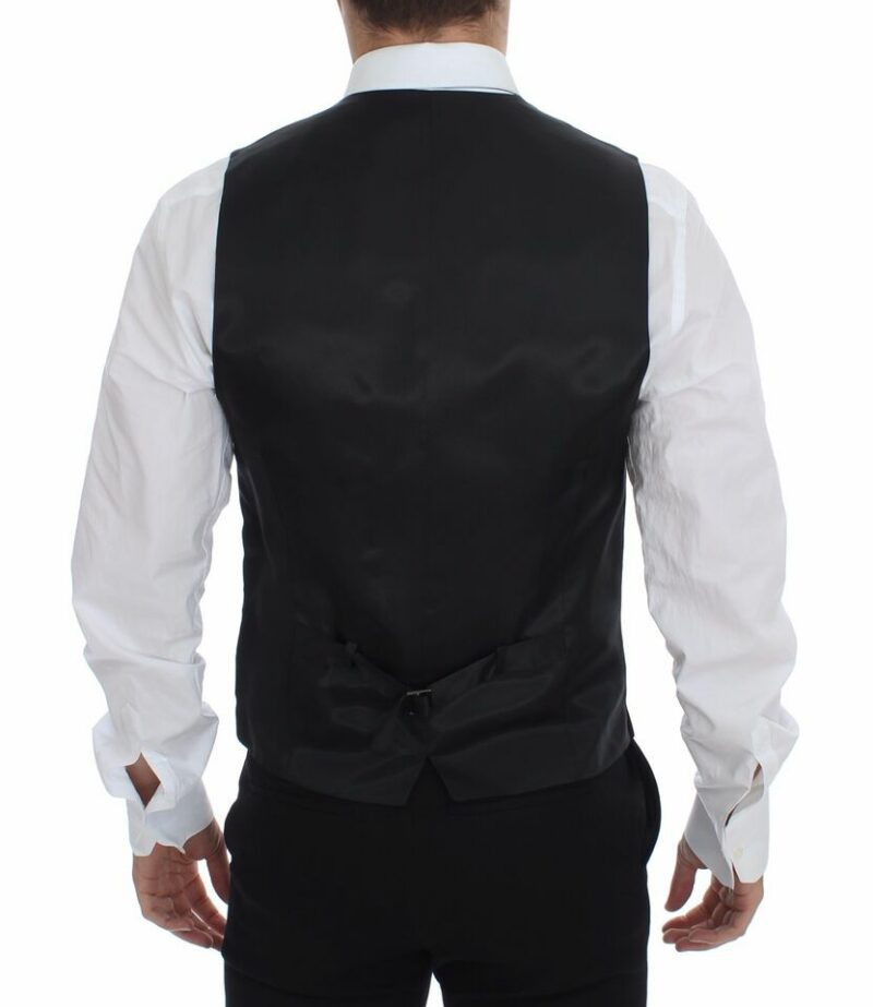 Dolce & Gabbana Elegant Striped Gray Dress Vest - Image 3